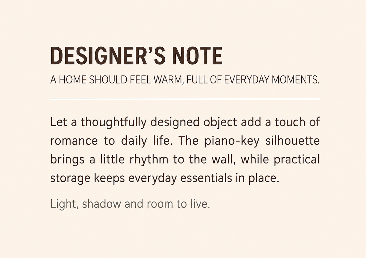 Designer note for Zenara piano key wall coat rack