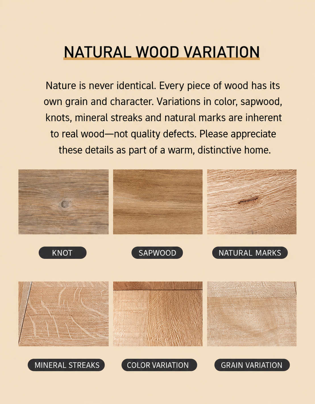 Natural wood grain variations in the piano key coat rack