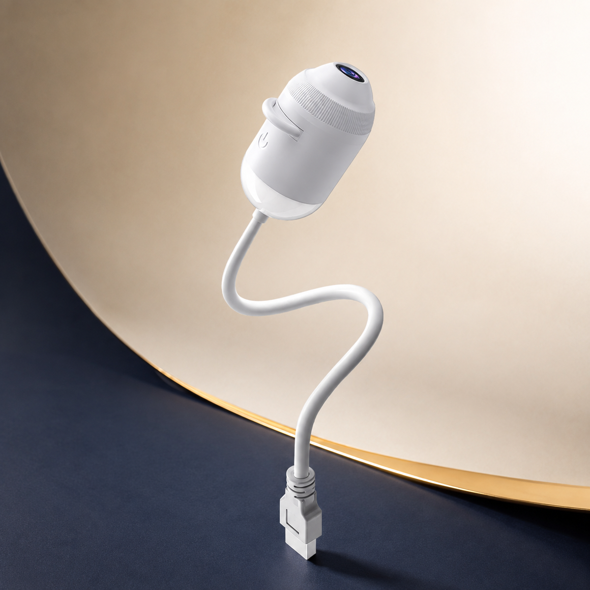 White USB star projector with flexible gooseneck cable