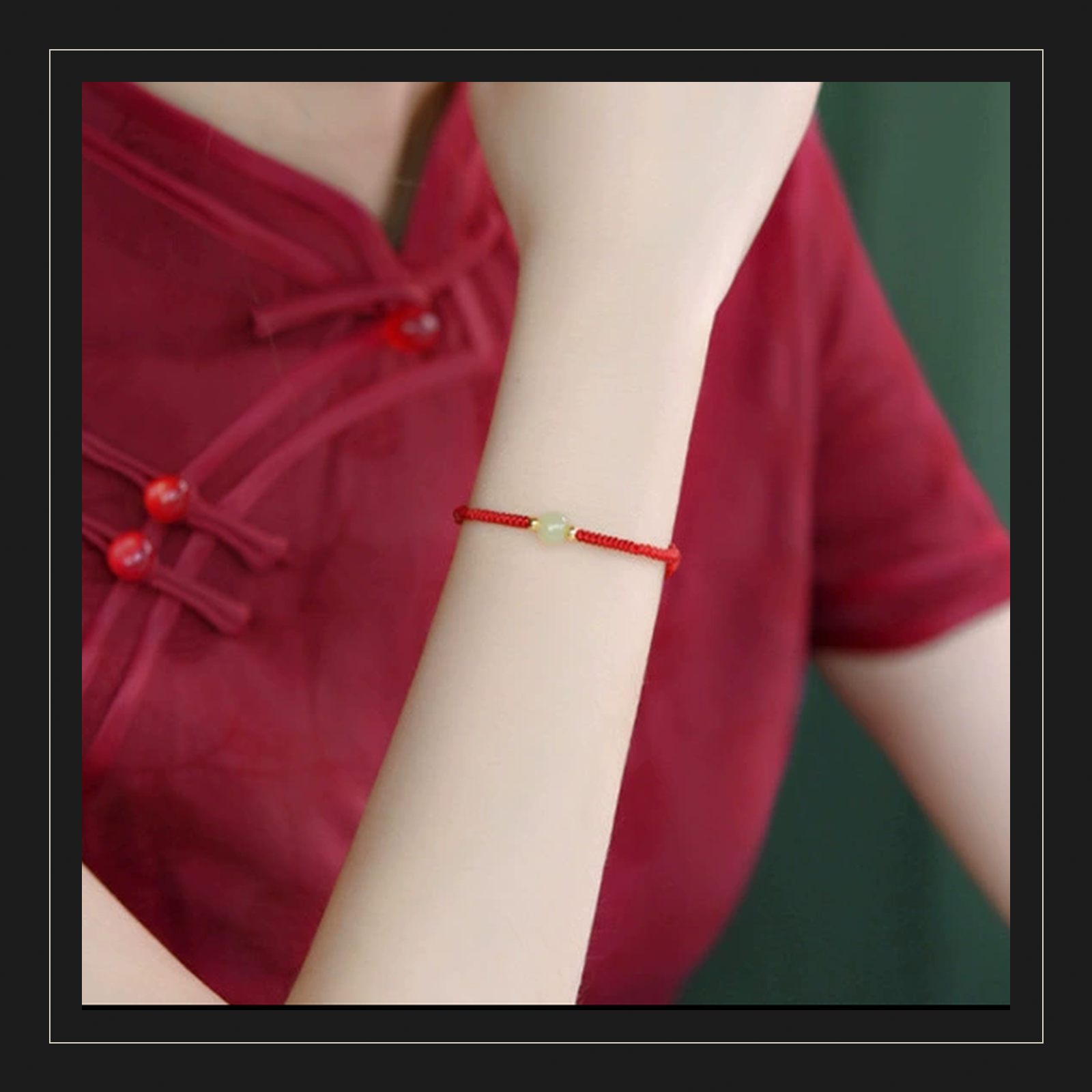 Jade-Style Red Cord Connection Bracelet — Zenara view 2
