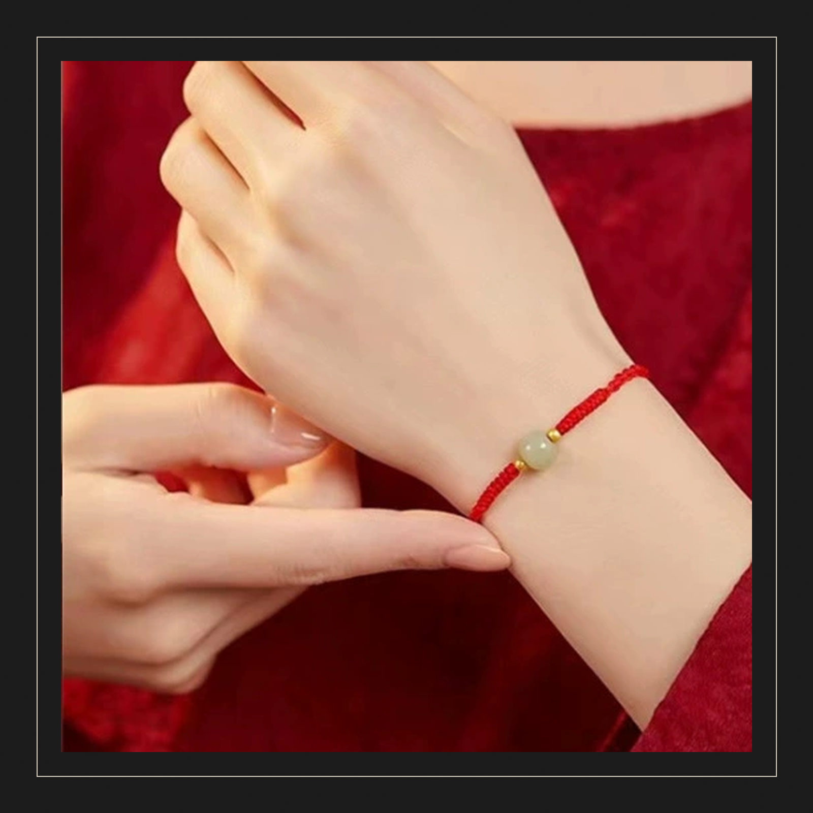 Jade-Style Red Cord Connection Bracelet — Zenara view 4