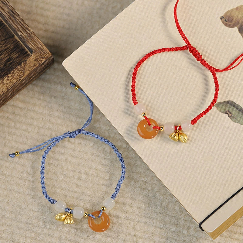 Lotus Seedpod Circle Red Cord Bracelet — Zenara view 2