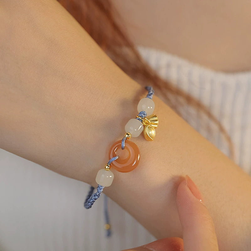 Lotus Seedpod Circle Red Cord Bracelet — Zenara view 4