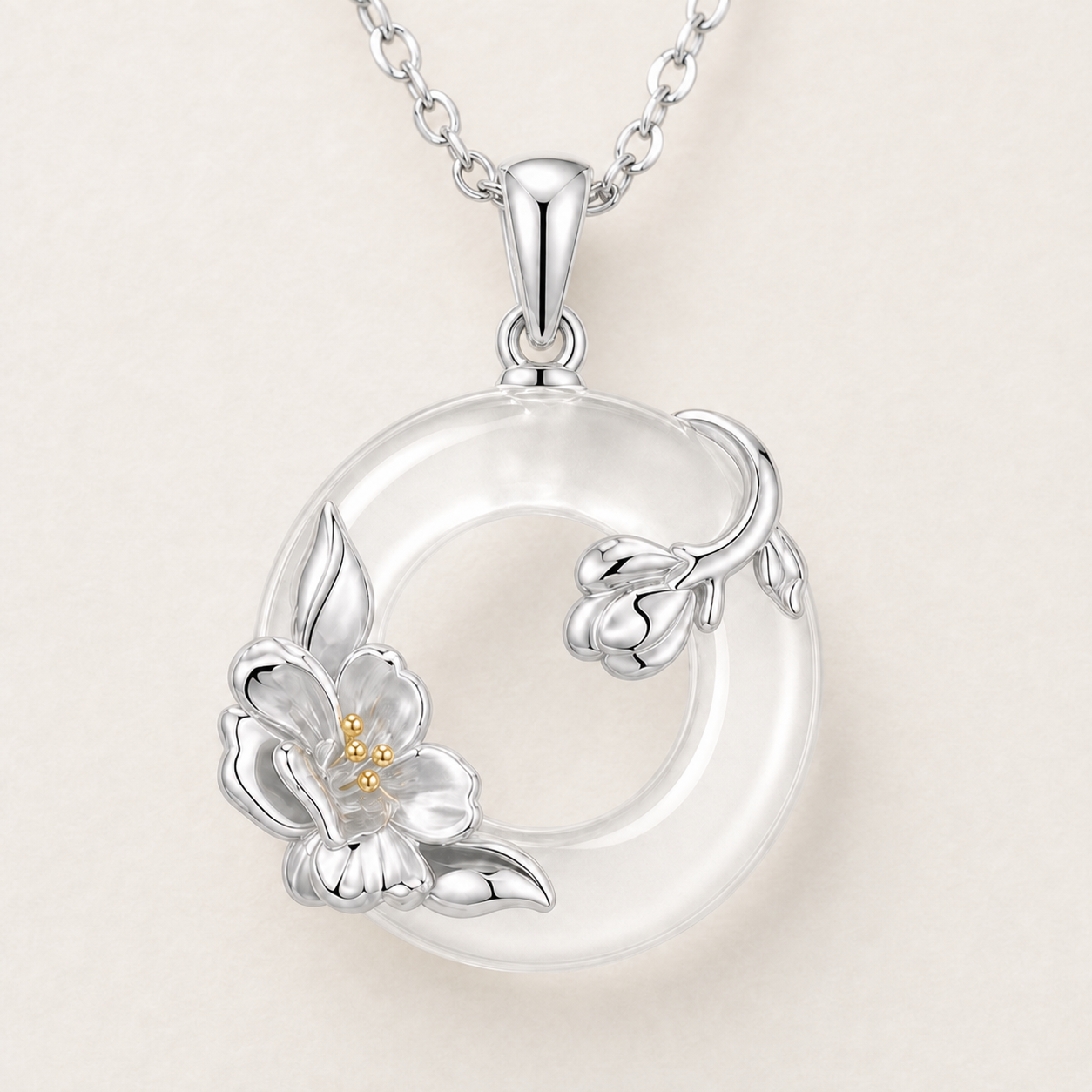 Camellia Peace Buckle Necklace — Zenara view 3