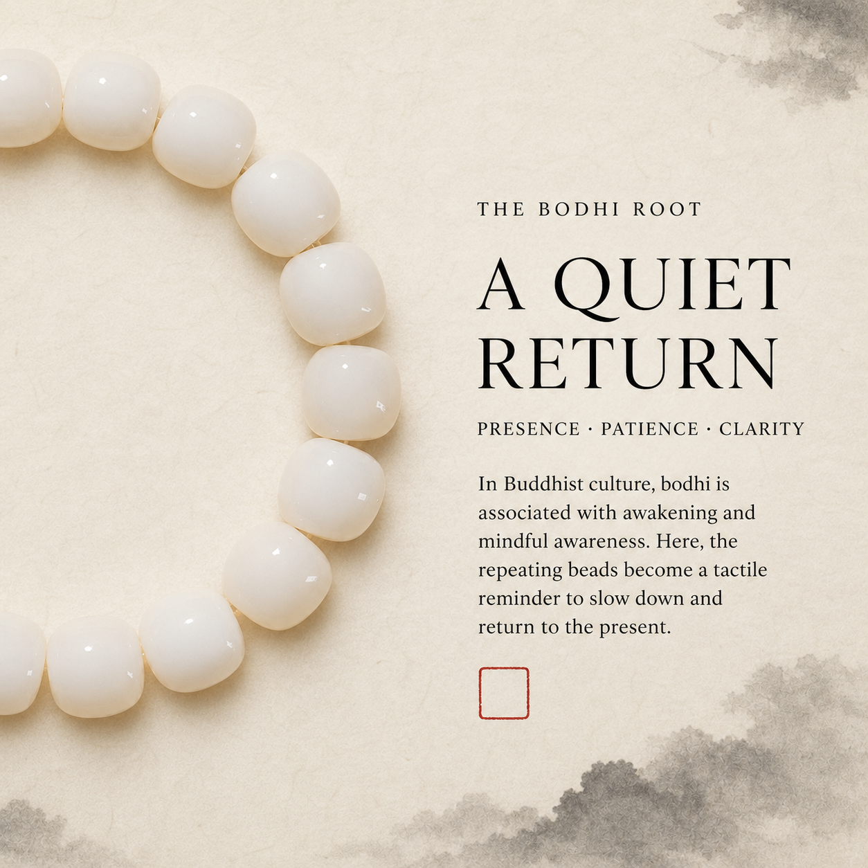 White Bodhi Root Peace Bracelet — Zenara view 5