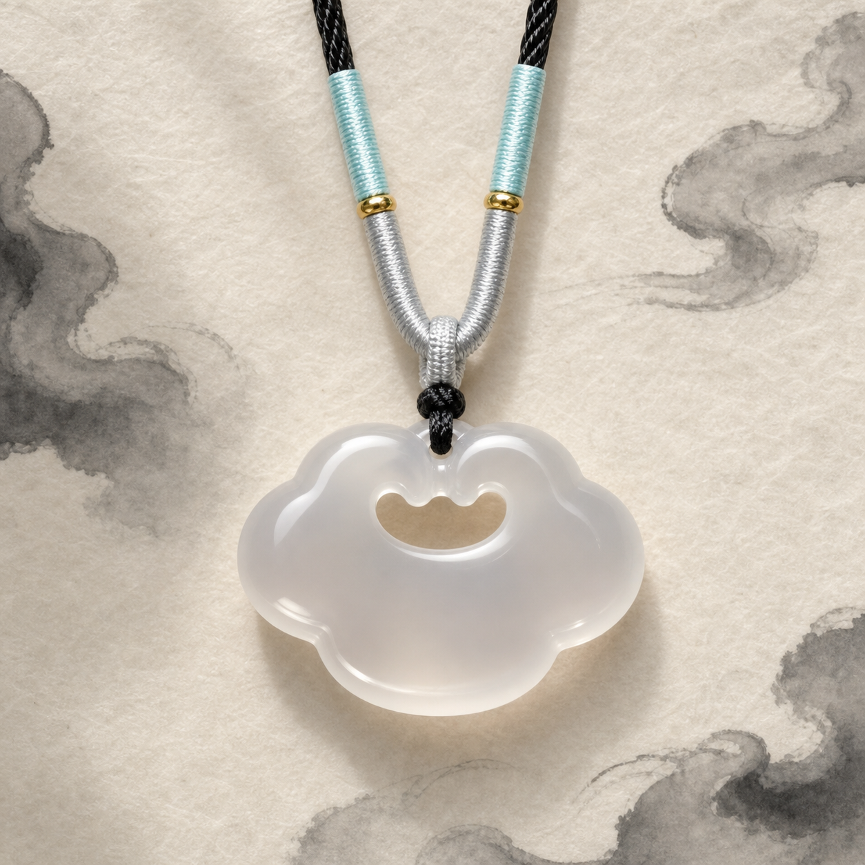 White Chalcedony Ruyi Cloud Lock Necklace — Zenara view 1