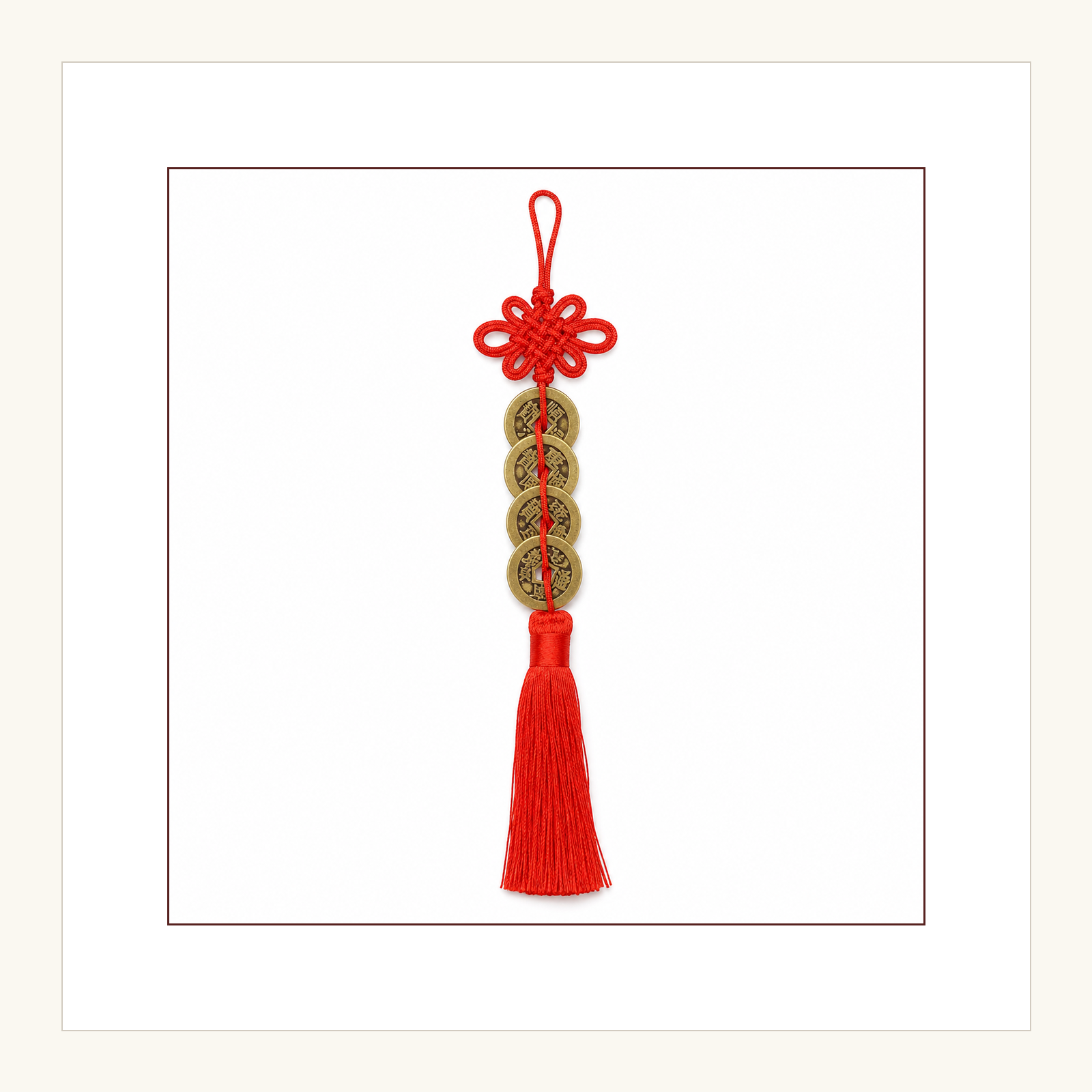 Five-Emperor Coin Red-Knot Hanging — Zenara view 3