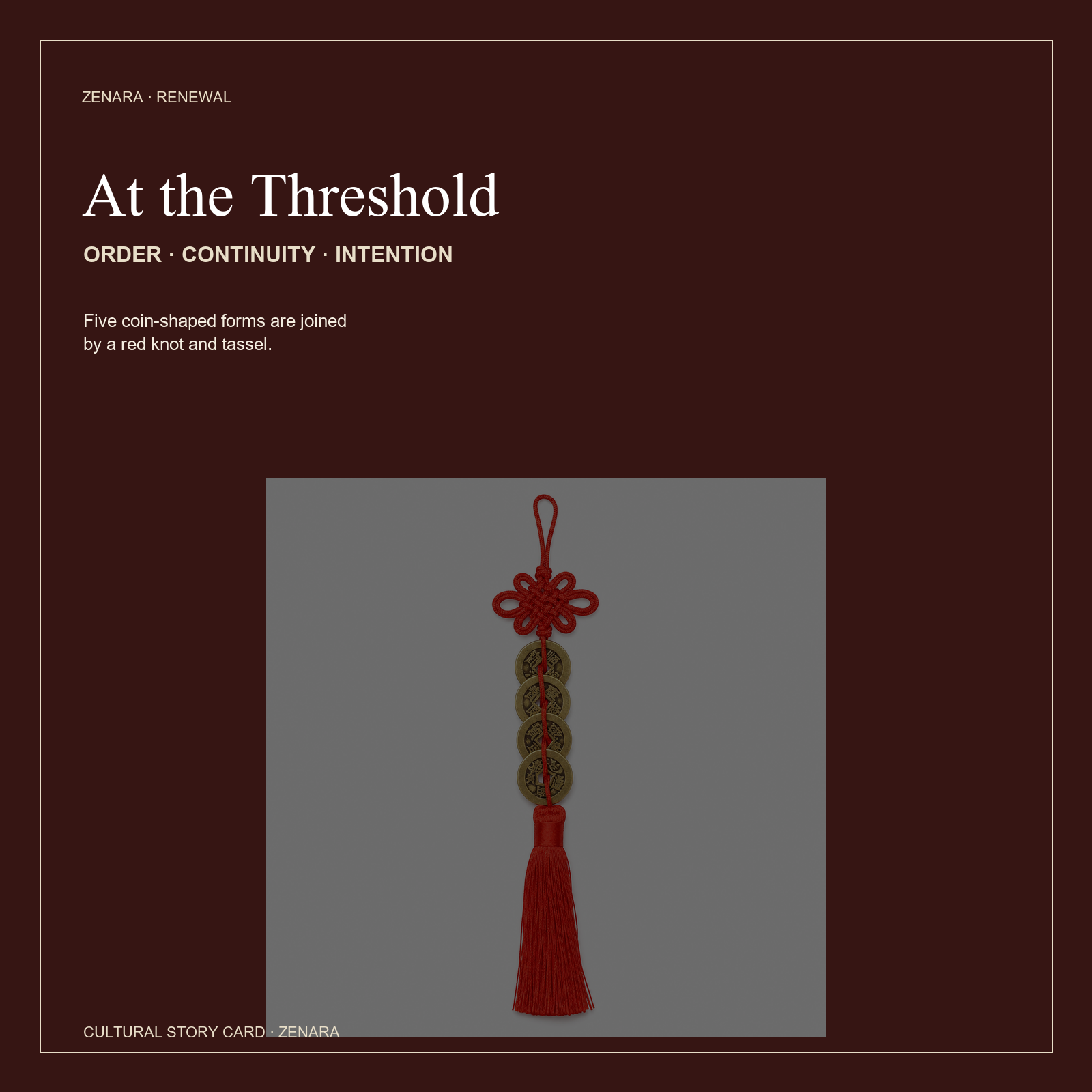 Five-Emperor Coin Red-Knot Hanging — Zenara view 5