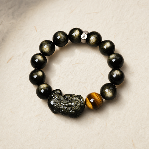 Black Obsidian Pixiu Wealth Bracelet — Zenara view 1