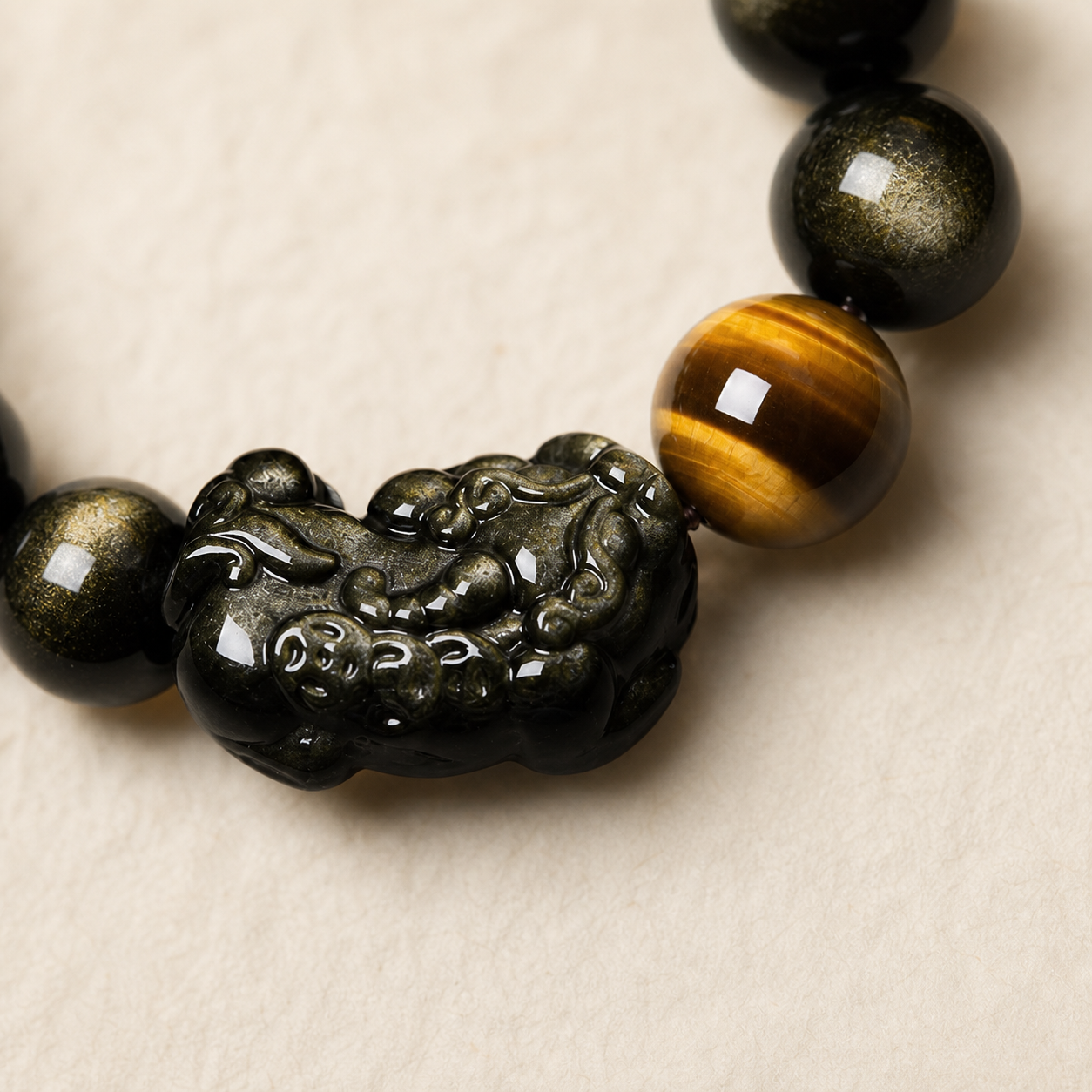 Black Obsidian Pixiu Wealth Bracelet — Zenara view 3