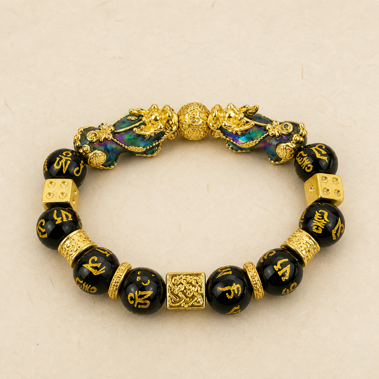 Six-Syllable Twin Pixiu Wealth Bracelet — Zenara view 1