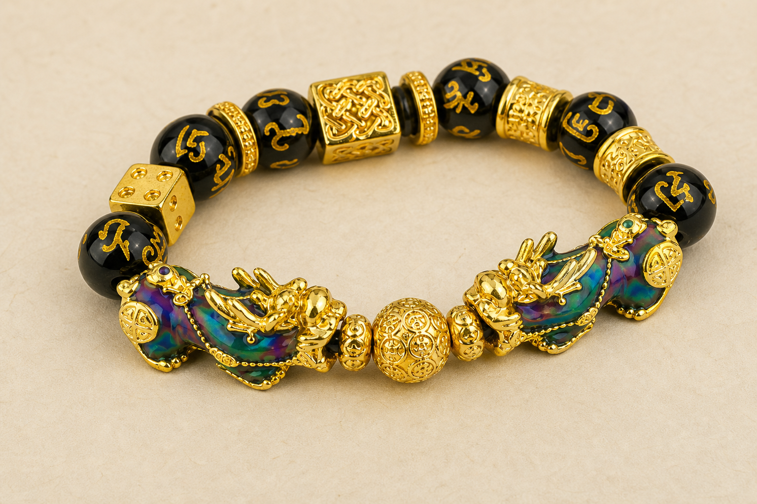 Six-Syllable Twin Pixiu Wealth Bracelet — Zenara view 3