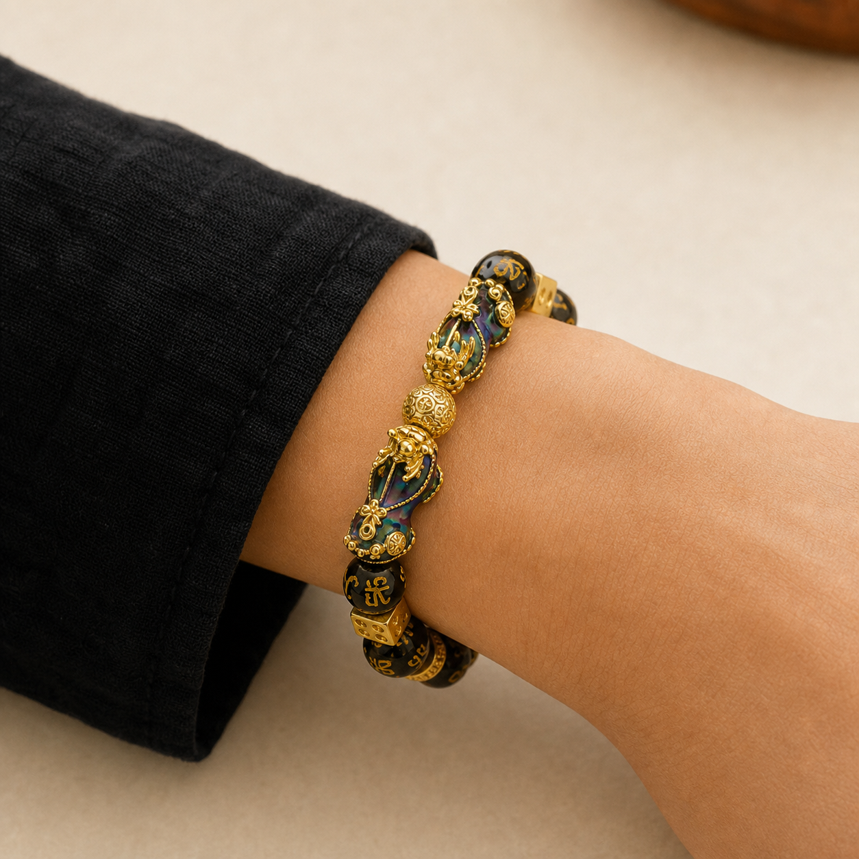Six-Syllable Twin Pixiu Wealth Bracelet — Zenara view 4