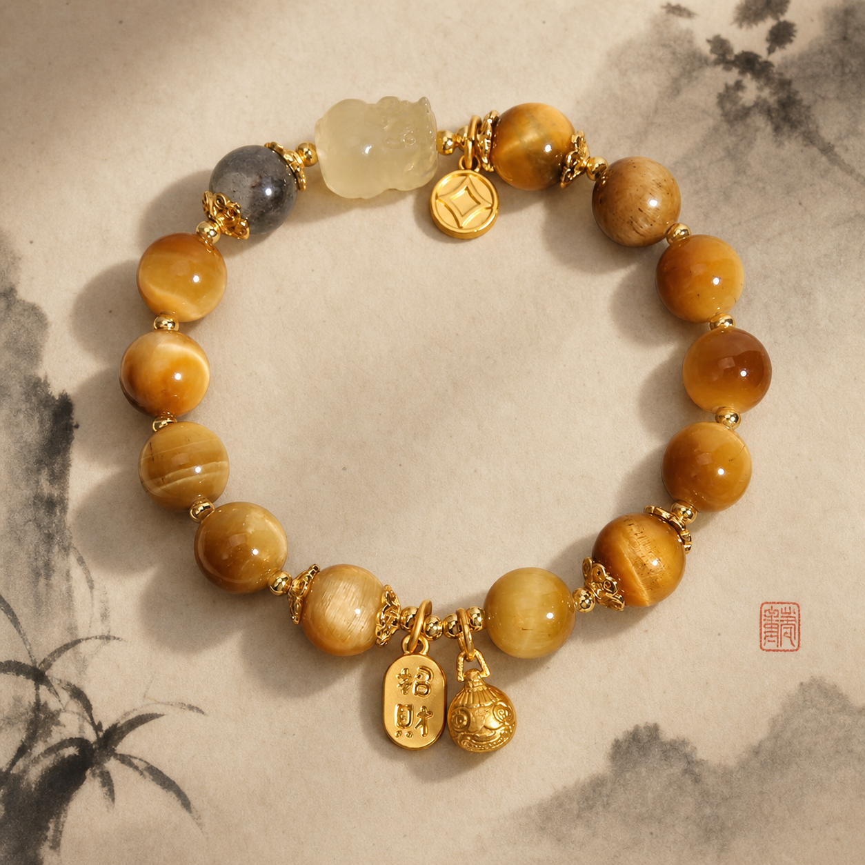 Tiger-Eye Fortune Beast Prosperity Bracelet — Zenara view 1