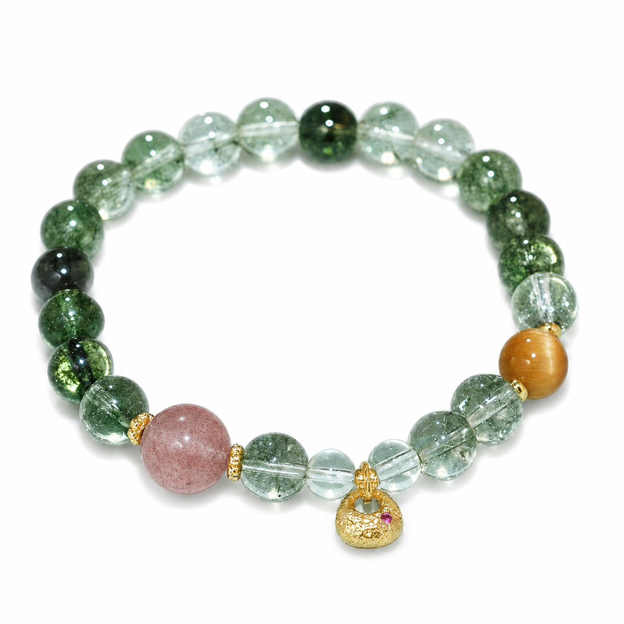 Green Glass Harmony Charm Bracelet — Zenara view 1