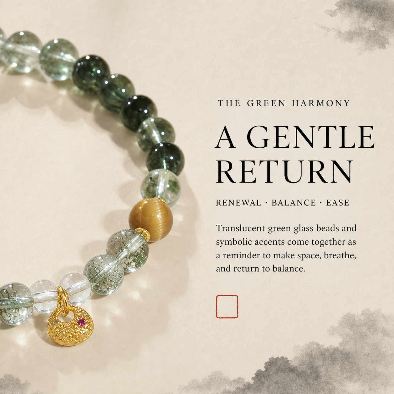 Green Glass Harmony Charm Bracelet — Zenara view 5