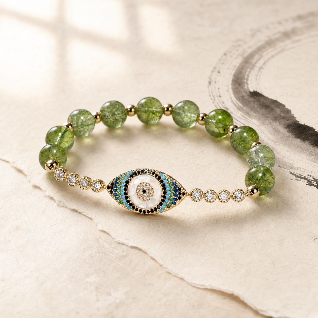 Olive-Green Eye Balance Bracelet — Zenara view 2