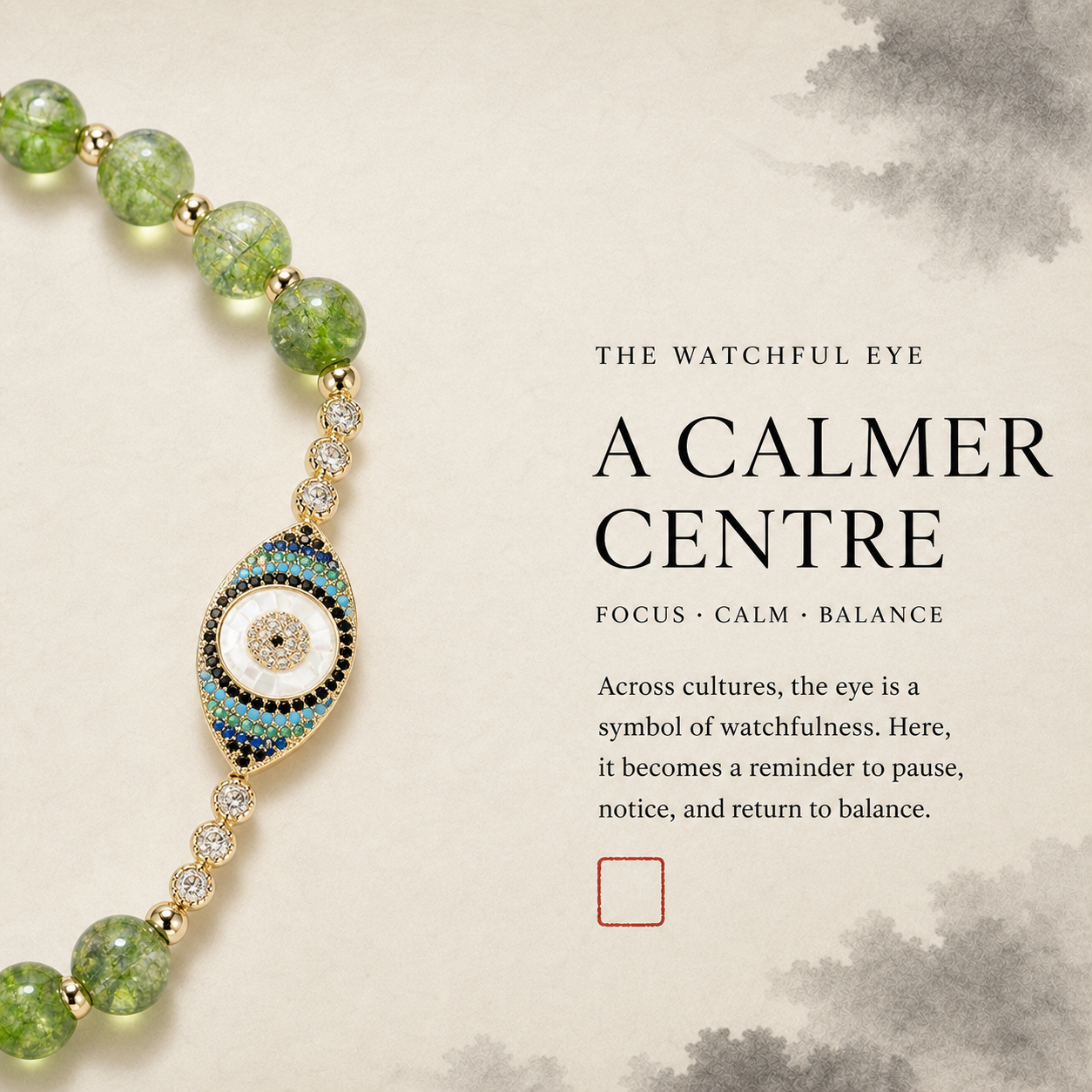 Olive-Green Eye Balance Bracelet — Zenara view 5